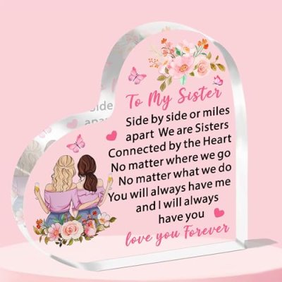 JETTOP Sister Gifts - Heart Plaque