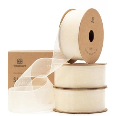 Vitalizart Ivory Cream White Organza Ribbon, 1''…