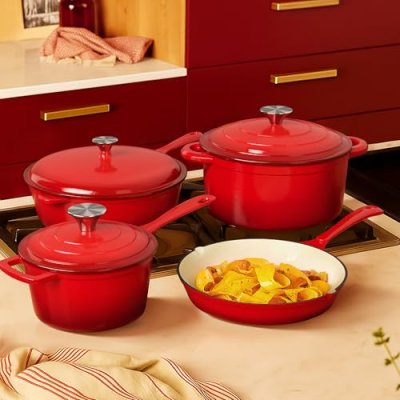 Kitchen Academy Red Enameled Cast Iron Cookware…
