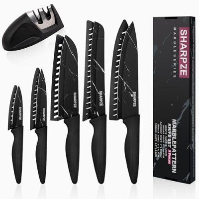 SHARPZE Kitchen Knife Set of 6 | Ultra Sharp…