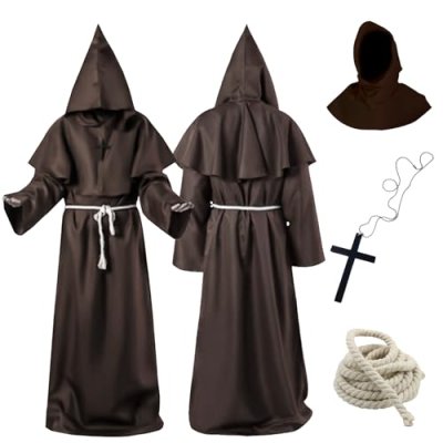 Kitimi Monk Costume Adult, Hooded Monk Robe…