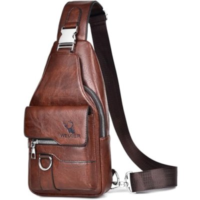 Hjkiopc Leather Sling Bag