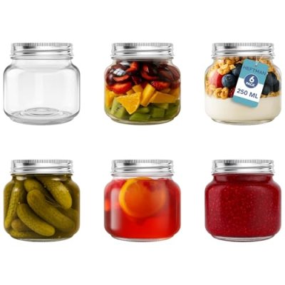 HEFTMAN Glass Mason Jars with Lids - Set of 6…