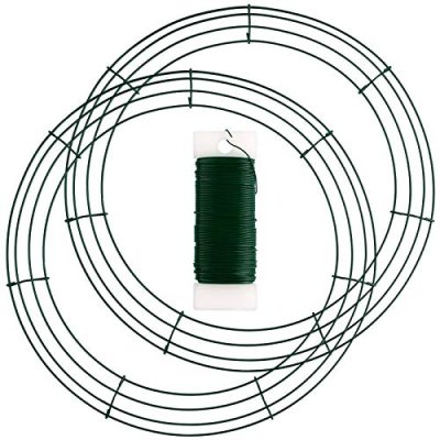 Elcoho 2 Pack Wreath Frames with Green Flexible…