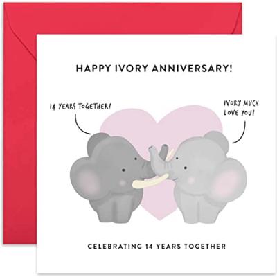 Old English Co. 14th Anniversary Card - Elephant Theme