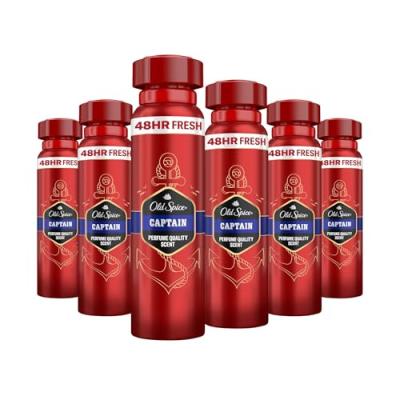 Old Spice Captain Deodorant Body Spray x6