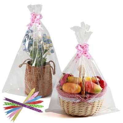 HURUC Clear Cellophane Bags Wrap 50×70cm,Pack of…