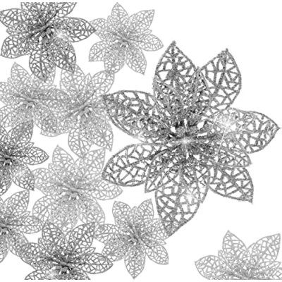 KAHEIGN Glitter Poinsettia Decorations