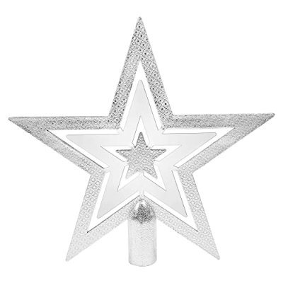 KEYIDO Glittered Christmas Tree Topper Silver…