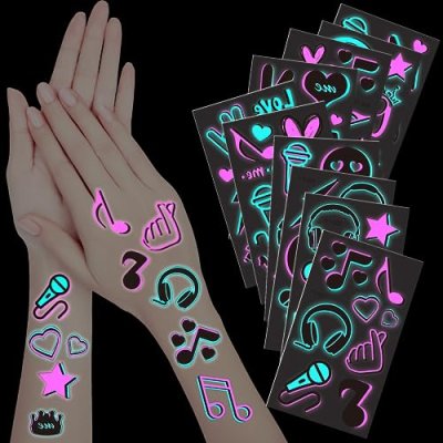 JUNEBRUSHS Glow in the Dark Temporary Tattoos, 20…