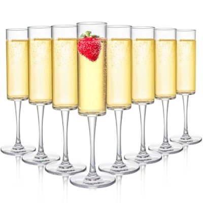 Elsjoy Set of 8 Acrylic Champagne Flutes, 6 Oz…