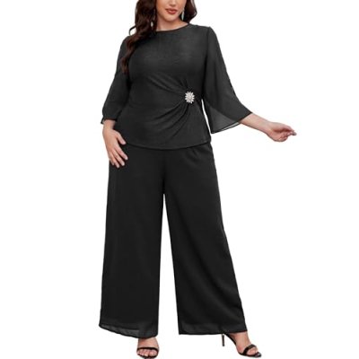 AOVDE Plus Size Pant Suit