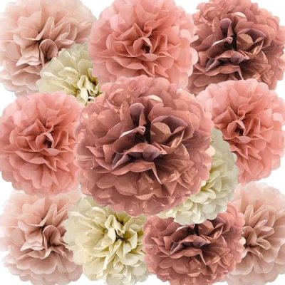 Blush Pink Rose Gold Paper Flowers Decorations…
