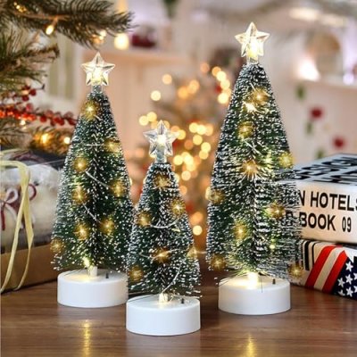 Small Christmas Trees with Lights