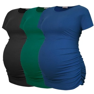 Smallshow Women's Maternity Clothes Ribbed Side…