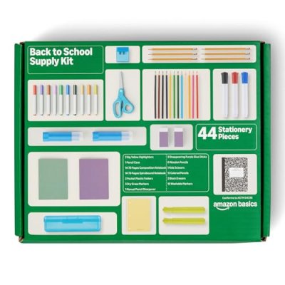 Amazon Basics Back to School Supply Kit, 44 Count…