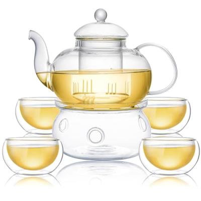 CnGlass Glass Teapot with Infuser & Tea Warmer