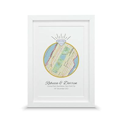 Engagement Map Print with Frame
