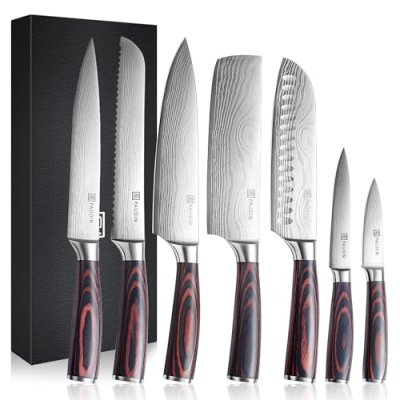 PAUDIN Knife Set, 7-Piece Kitchen Knives Set with…