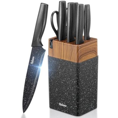 Knife Set, Yabano No Rust Kitchen Knives with…