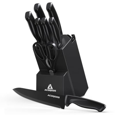 ACOQOOS Knife Set with Block, 10 Piece Stainless…
