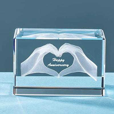ERWEI Anniversary Cube Crystal Glass Figurine