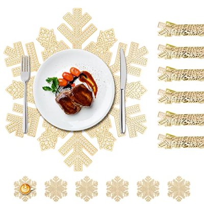 Snowflake Gold Placemats & Coasters