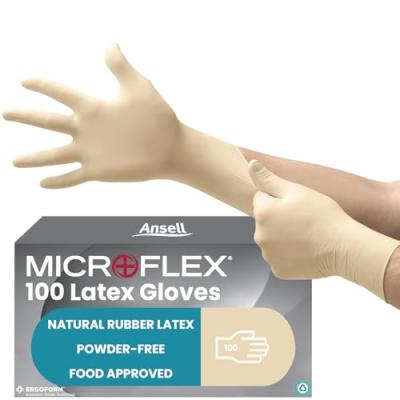 Ansell MicroFlex 63-864 Latex Gloves, Textured Fingertips, 100 Gloves