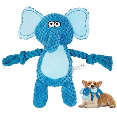 Interactive Dog Toys - Squeaky Elephant & Chew Rope