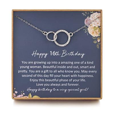 NOURISHLOV Interlocking Ring Necklace for 16th Birthday