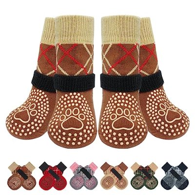 BEAUTYZOO Anti-Slip Dog Socks for Hardwood Floors and Pavement