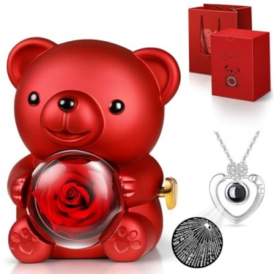 Hnustbo Rose Bear with Necklace