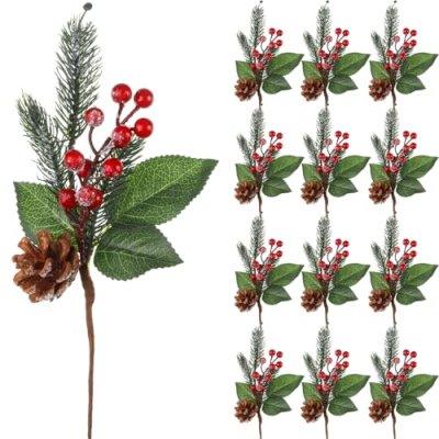 Boao Holly & Pine Cone Picks