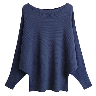 FULIER Boat Neck Batwing Sleeves Dolman Knitted…