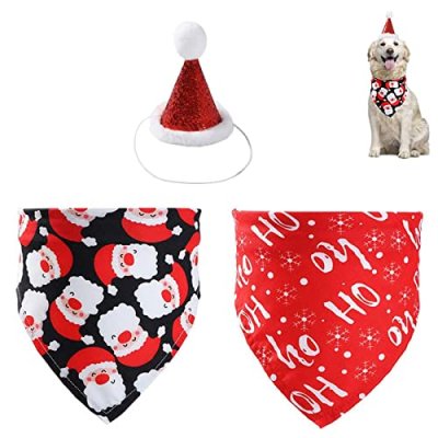 SUOXU Dog Christmas Bandana, Triangle Cotton Dog…