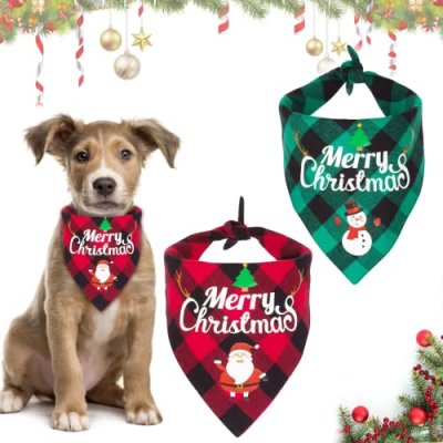 Dog Christmas Bandanas 2PCS - Double Sided…