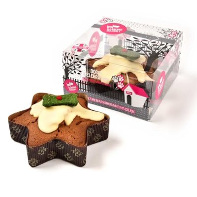 Dog Christmas Pudding Star Cake. Vanilla Sponge…