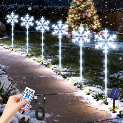 AOUNQ Solar Snowflake Lights