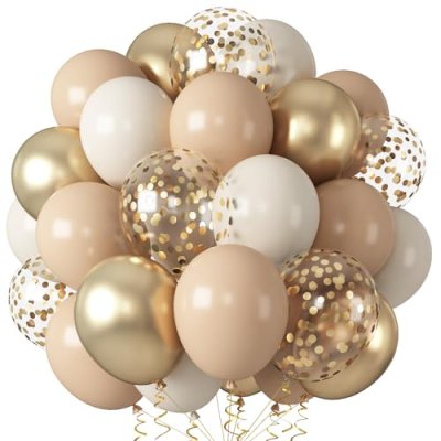 Gold Beige Balloons, 55 PCS 12 Inch Neutral Sand…