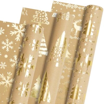 Gold Christmas Wrapping Paper Rolls