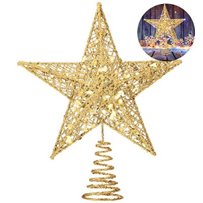 Gold Christmas Tree Topper Star,AOBETAK Glitter…