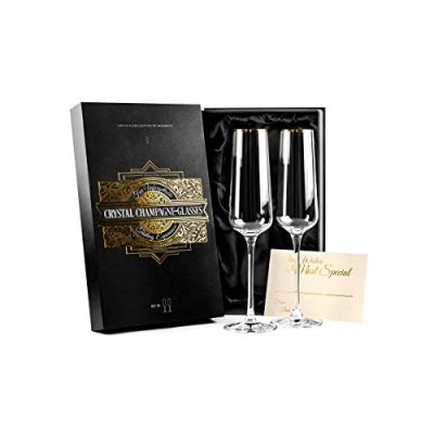 Gold Rim Champagne Gift Glasses | Set of 2 |…