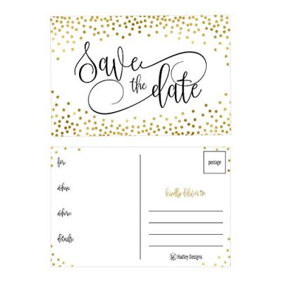Gold Dot Save the Date Cards