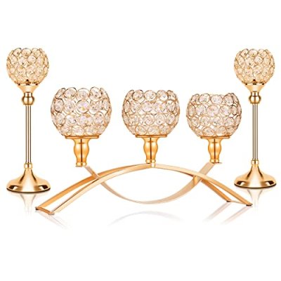 Gold Crystal Candle Holder