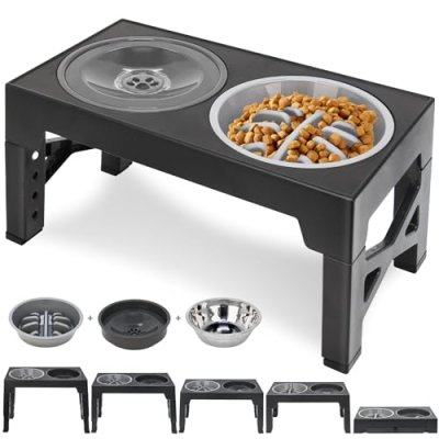 Polegas 3-in-1 Upgraded Raised Dog Bowl with…