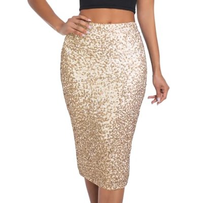 BALAYSIER Women Midi Sequin Skirt with Lining…