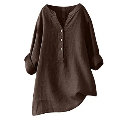 Women's V-Neck Linen Blouse