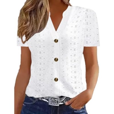 Women's Embroidered V-Neck Blouse