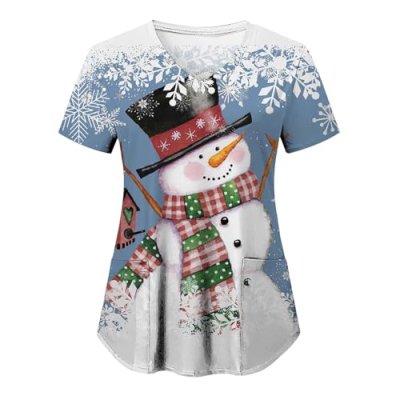 Womens Scrubs Dog Grooming Care Work Shirt V-Neck…