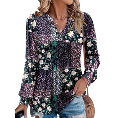 CHICZONE Womens Puff Long Sleeve Tunic Tops V…